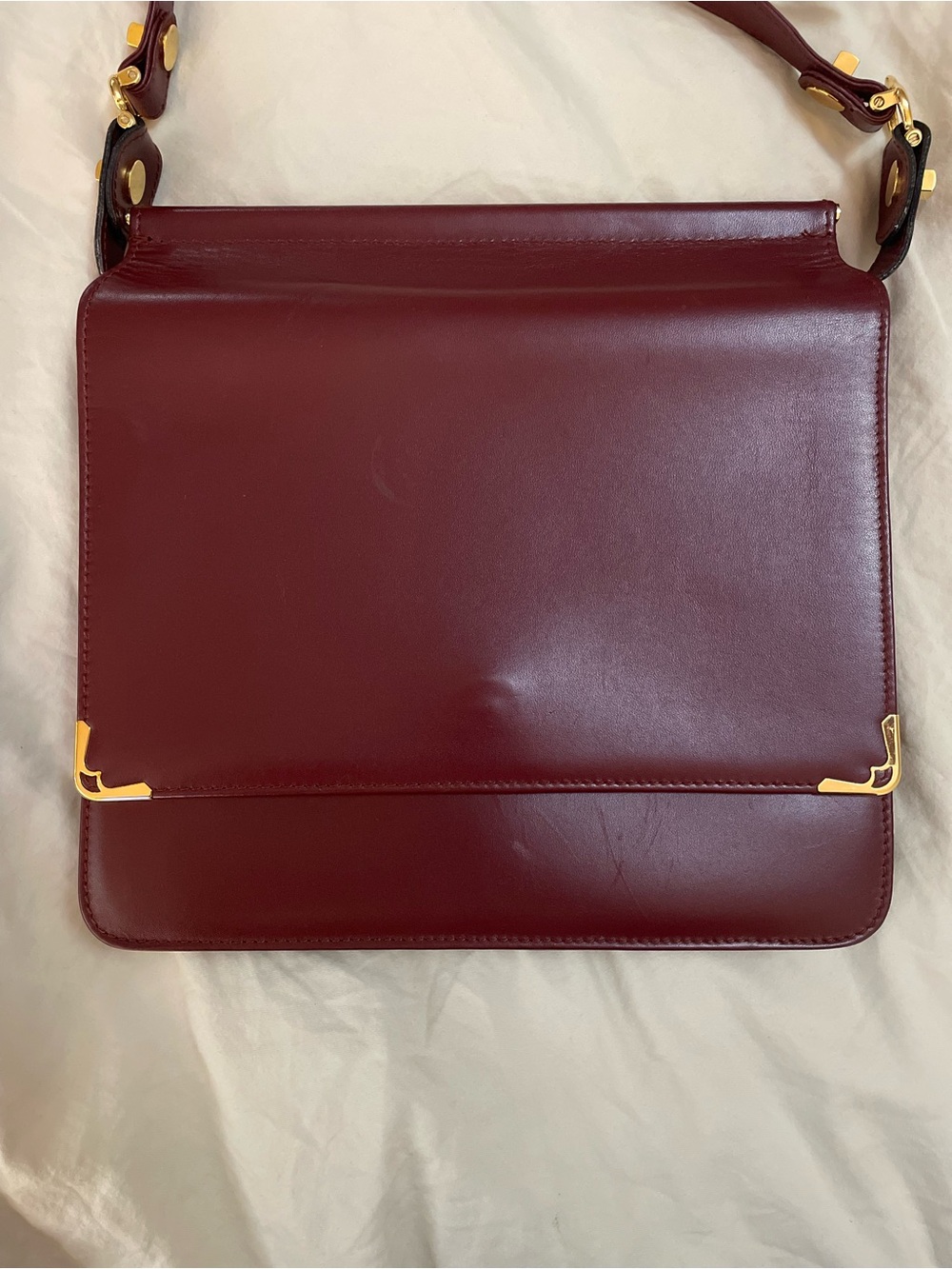 Vintage Cartier Burgundy Leather Crossbody Shoulder Bag Auth Card & Dust Bag - Picture 6 of 14